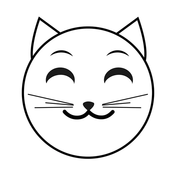 Linha sorriso gato rosto emoji expressão — Vetor de Stock