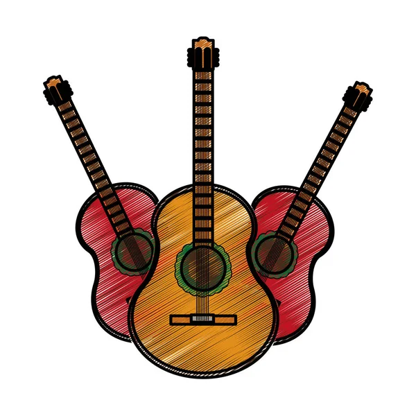Guitarras Instrumentos Musicais Temas Sonoros Design Isolado Ilustração Vetorial —  Vetores de Stock
