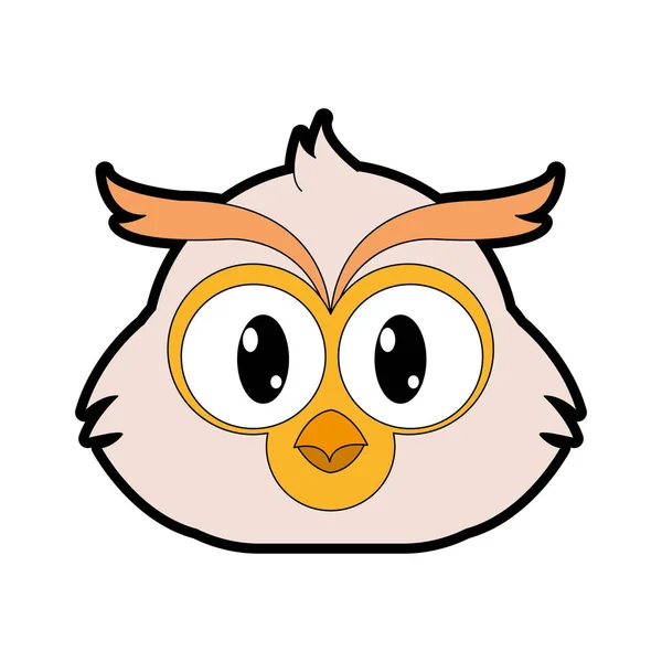 Full color owl head cute animal character — Stock Vector