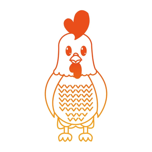 橙色线公鸡可爱的农场动物字符 — 图库矢量图片