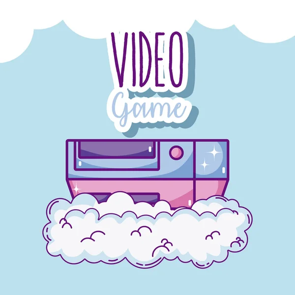 Videogame Console Clouds Cartoons Vector Illustration Graphic Design — Stock Vector