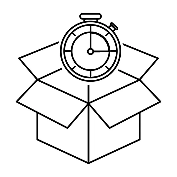 Boîte Chronomètre Livraison Expédition Logistique Thème Conception Isolée Illustration Vectorielle — Image vectorielle