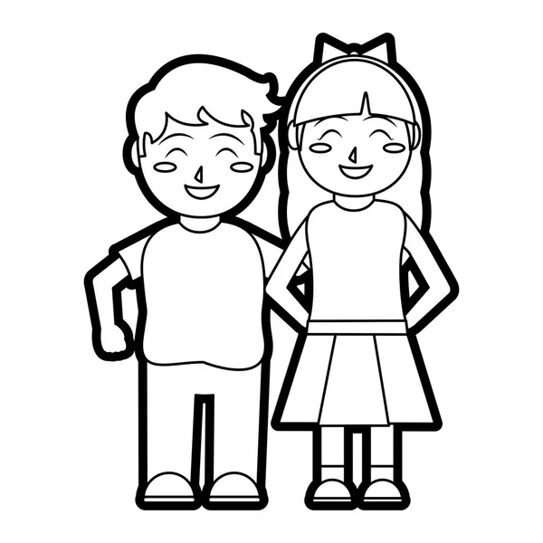 Chica y niño diseño de dibujos animados — Vector de stock