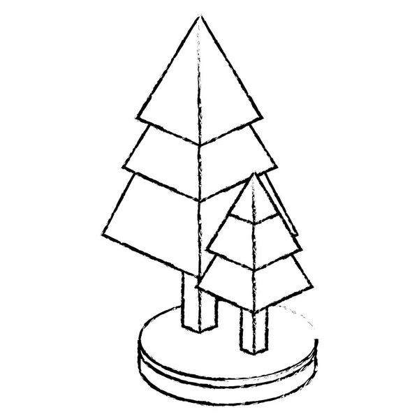 Desenho de pinheiros isométricos —  Vetores de Stock