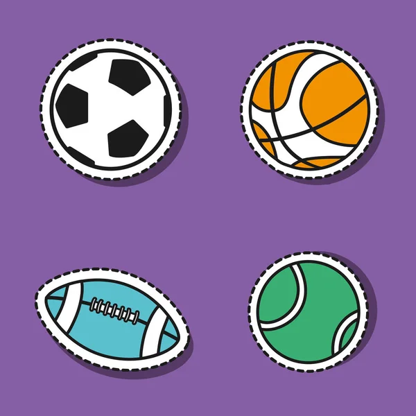 Impostare elementi sportivi per giocare patch decorazione — Vettoriale Stock