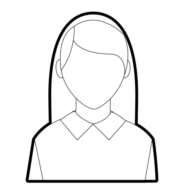 Omrisset avatar elegant kvinne med bluse og ansiktsløse – stockvektor