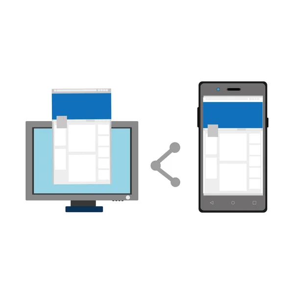 Ordenador Teléfono Inteligente Dispositivo Gadget Tecnología Tema Diseño Aislado Ilustración — Vector de stock