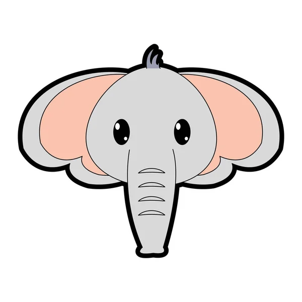 Volledige kleur olifant hoofd schattige dieren karakter — Stockvector