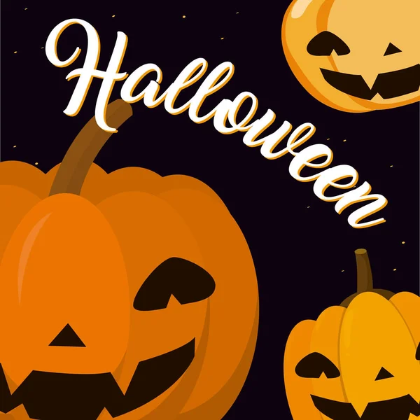 Halloween Con Calabaza Lindo Tarjetas Dibujos Animados Vector Ilustración Diseño — Archivo Imágenes Vectoriales