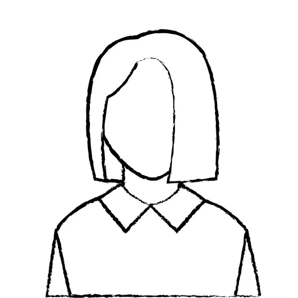Grunge avatar kvinna med elegant blus och ansiktslösa — Stock vektor