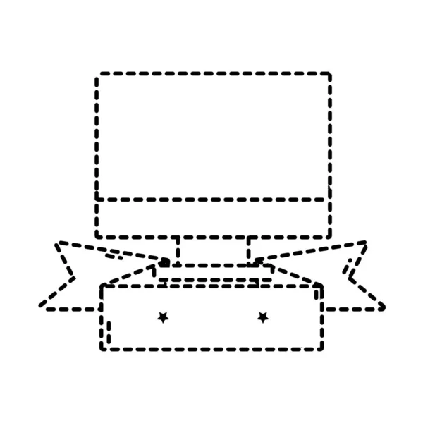 Forme pointillée électronique écran technologie informatique avec étiquette — Image vectorielle