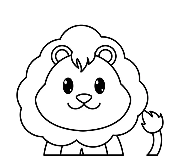 ラインかわいいライオンかわいい動物キャラクター — ストックベクタ