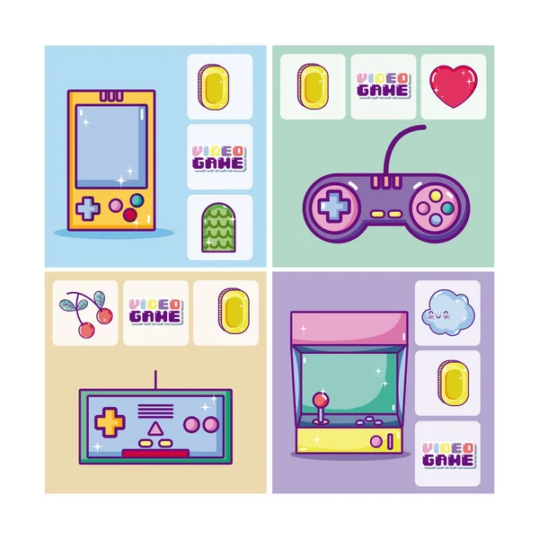 Retro videogames dizi kartları vektör çizim grafik tasarım karikatürler