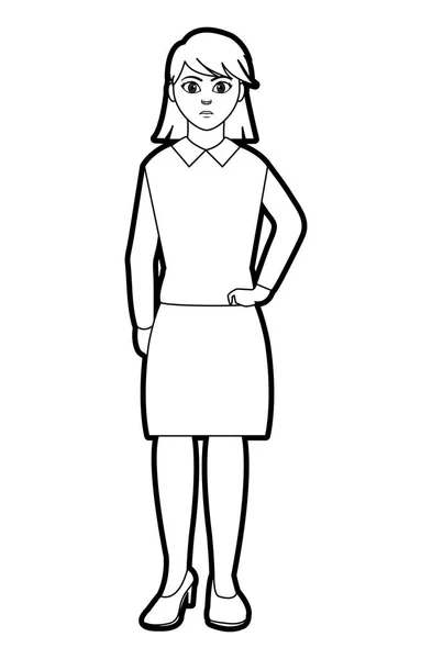 Overzicht elegante vrouw met een blouse en kapsel design — Stockvector
