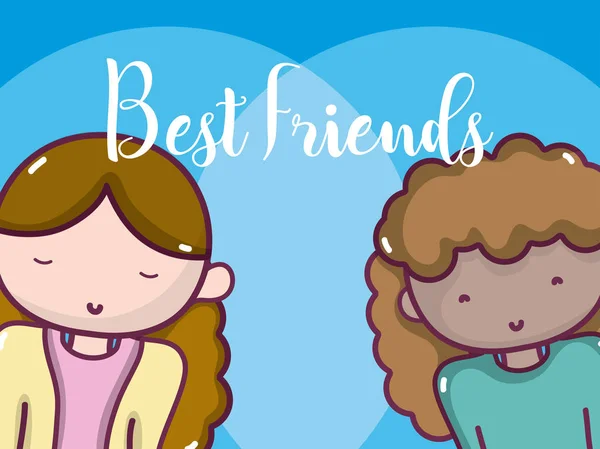 Womens Best Friends Cute Cartoons Vector Illustration Graphic Design — Stock Vector