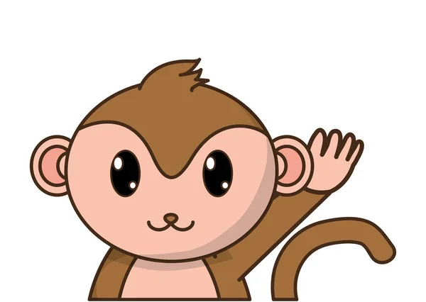 Sevimli maymun sevimli hayvan karakter — Stok Vektör