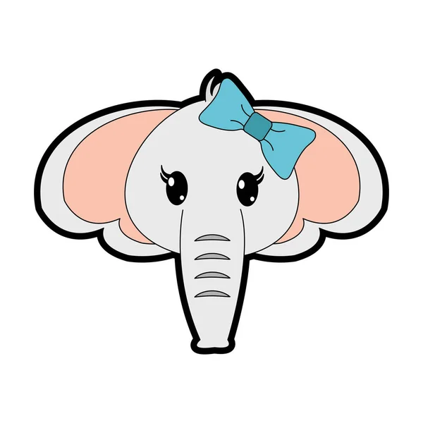Pełny kolor słoń kobiece głowy słodkie zwierzęta — Wektor stockowy