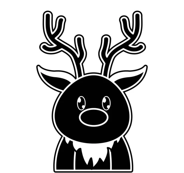 Silhouette adorable reindeer cute animal character — Stock Vector