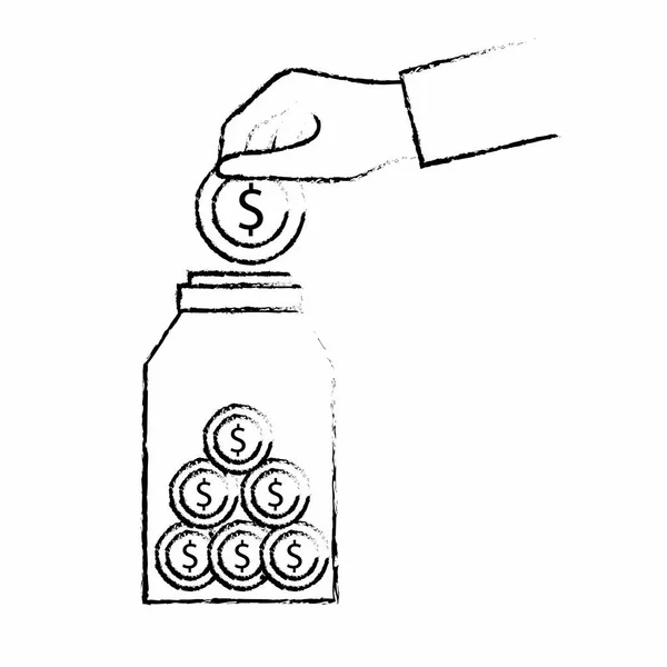 Coins inside jar design — Stock Vector