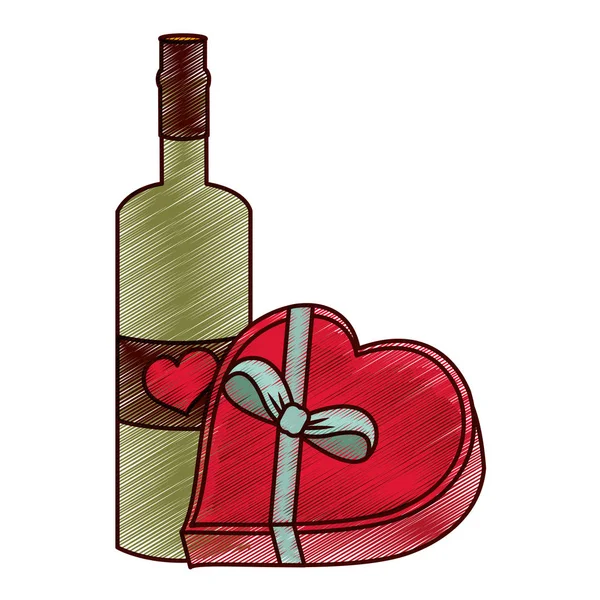 Kärlek flaska och box design — Stock vektor