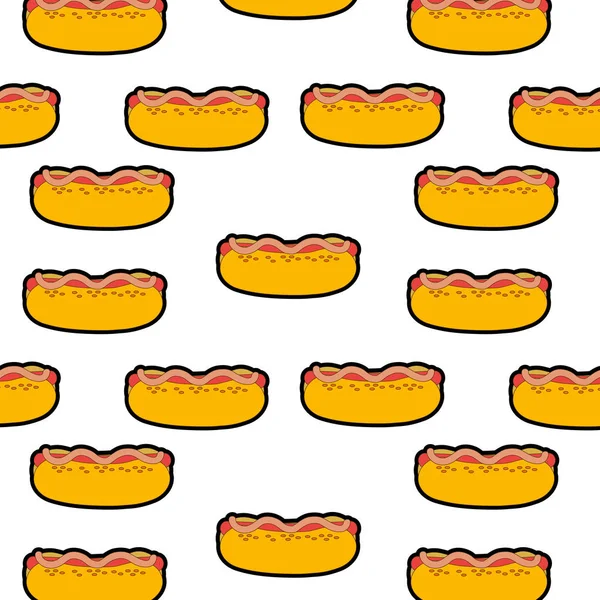 Hot Dog Sfondo Fast Food Urbano Gustoso Tema Menu Design — Vettoriale Stock