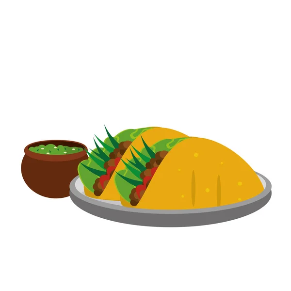 Burrito Comida Mexicana Cocina Tradicional Tema Diseño Aislado Ilustración Vectorial — Vector de stock