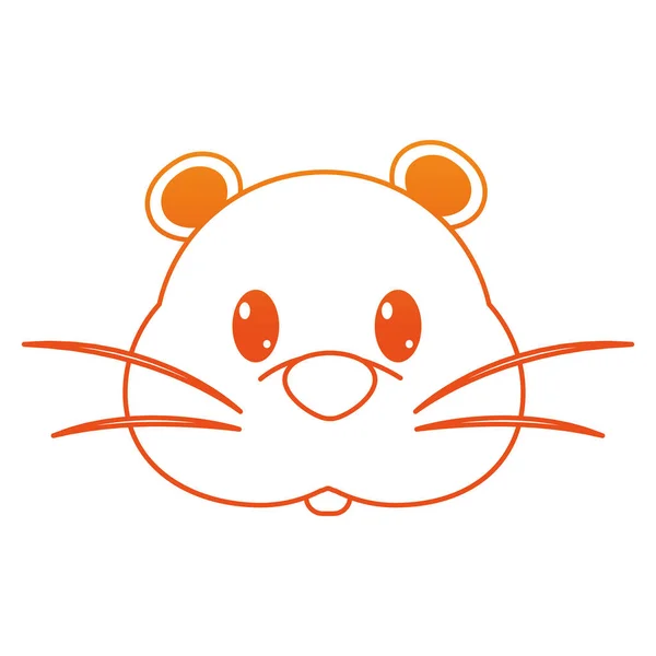 Orange line mouse head cute animal character — стоковый вектор