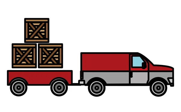 Boîte Camion Livraison Expédition Logistique Thème Conception Isolée Illustration Vectorielle — Image vectorielle