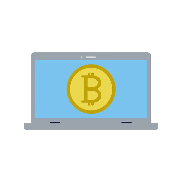 Bitcoin dentro do design do laptop — Vetor de Stock