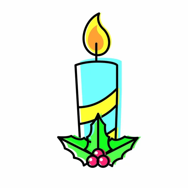 Kerze Symbol Frohe Weihnachten Und Jahreszeit Thema Isoliert Design Vektor — Stockvektor