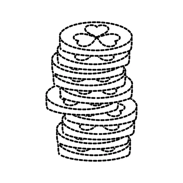 Forme pointillée pièces d'or argent avec trèfle signe — Image vectorielle
