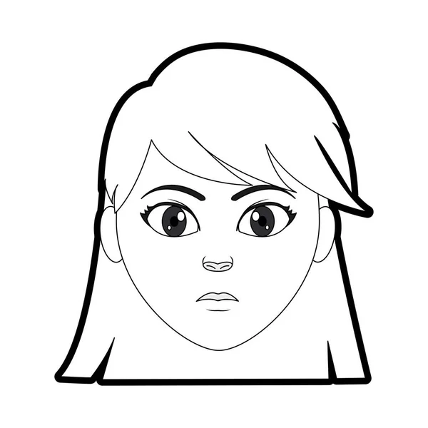 Skissera avatar kvinna huvud med frisyr design — Stock vektor