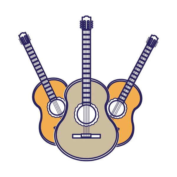 Guitarras Instrumentos Musicais Temas Sonoros Design Isolado Ilustração Vetorial — Vetor de Stock