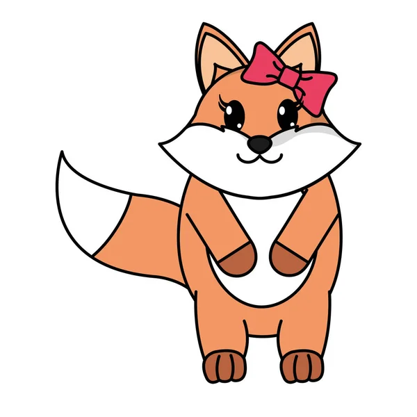 Bedårande kvinnliga fox djur med band rosett — Stock vektor