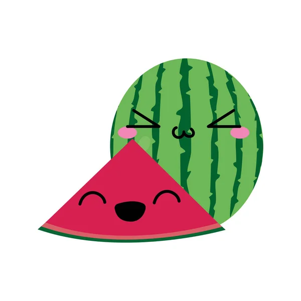 Watermeloen Van Fruit Gezonde Biologische Voeding Geïsoleerde Themaontwerp Vectorillustratie — Stockvector