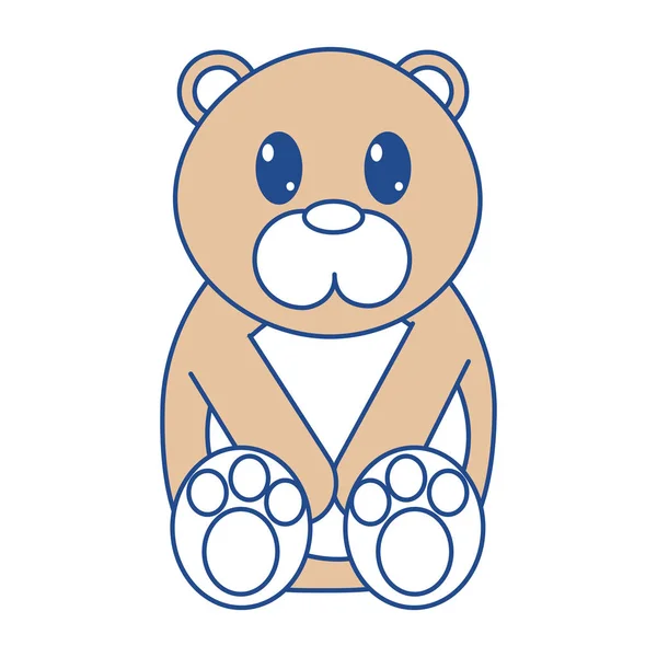 선 색 곰 귀여운 야생 동물 캐릭터 — 스톡 벡터