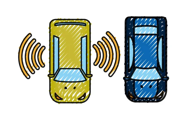 Терті автомобілі з цифровою технологією з'єднання Wi-Fi — стоковий вектор