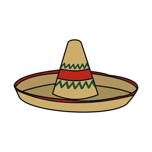 Chapeau Mexicain Costume Tissu Accessoire Thème Usure Conception Isolée Illustration — Image vectorielle