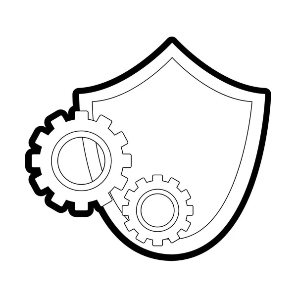 Línea de protección de seguridad con la industria de proceso de engranajes — Archivo Imágenes Vectoriales