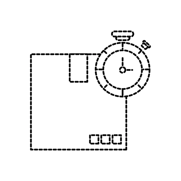 Scatola Cronometro Consegna Spedizione Logistica Tema Isolato Disegno Vettoriale Illustrazione — Vettoriale Stock