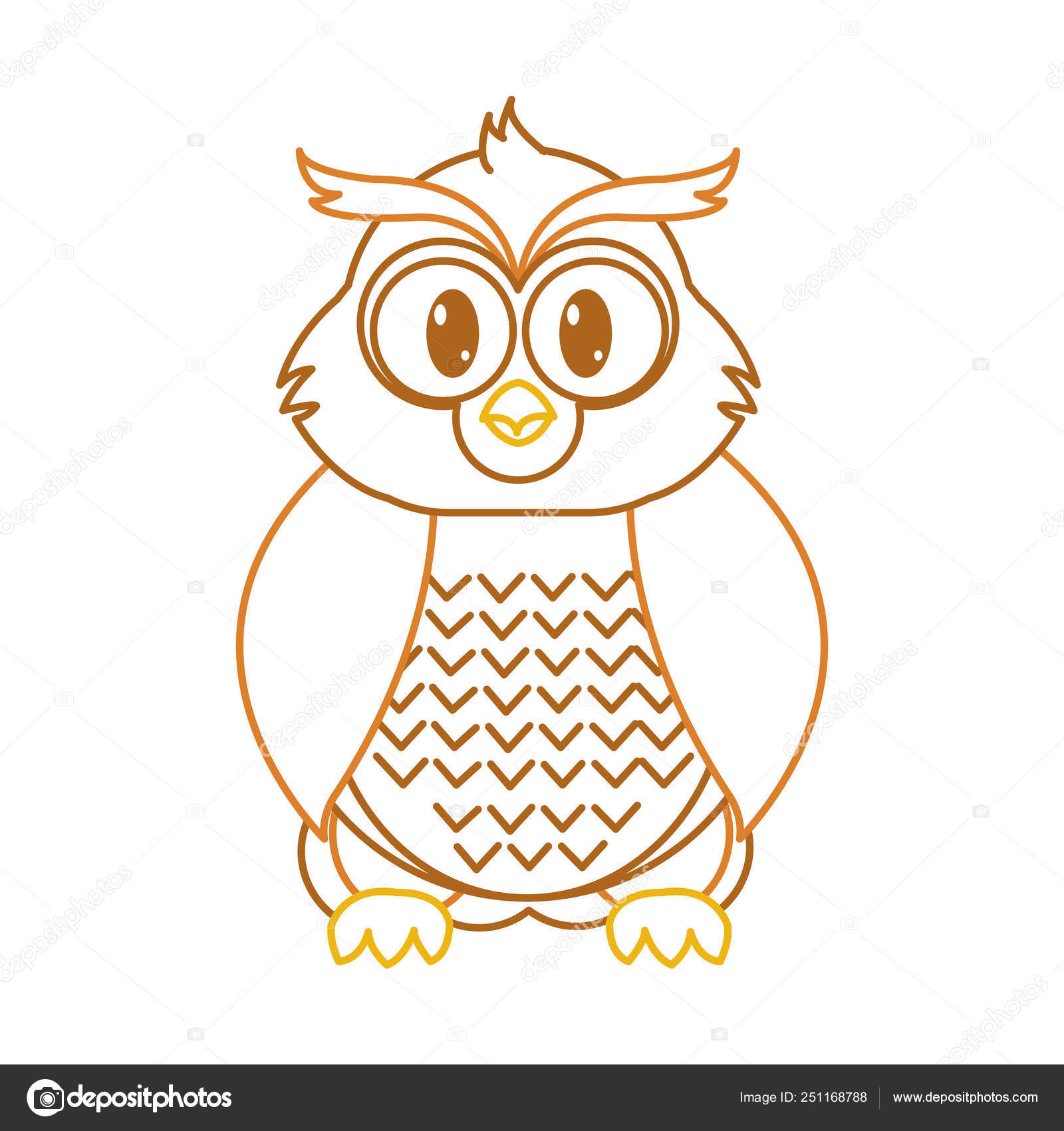 선 색상 올빼미 귀여운 야생 동물 캐릭터 스톡 벡터 - ©stockgiu 251168788, image size:1600x1700