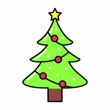 Çam ağacı simgesini neşeli Noel ve sezon Tema izole tasarım vektör çizim