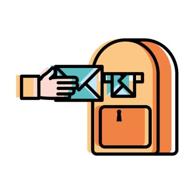 taşınan renkli el adam mektup mesaj ve posta kutusu