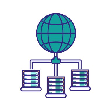 Veri Merkezi barındırma web ve Tema izole tasarım vektör çizim temel