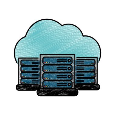 Veri Merkezi barındırma web ve Tema izole tasarım vektör çizim temel