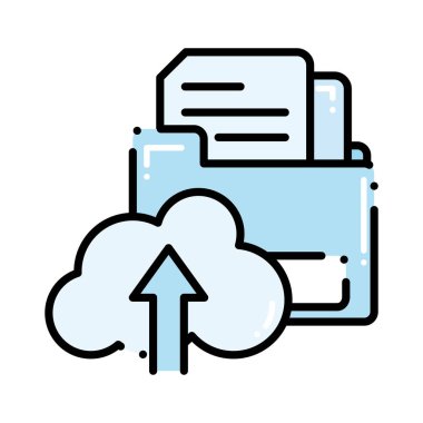 Kesikli çizgi belgeleri dosya klasörü ve yükleme bulut içinde