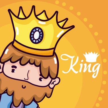 Sevimli kral taç ve sakal karikatür vektör çizim grafik tasarım ile