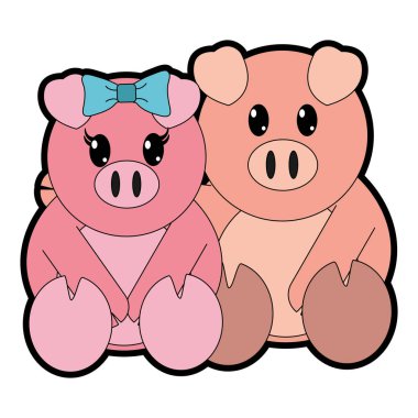 tam renkli domuz çift sevimli hayvan birlikte