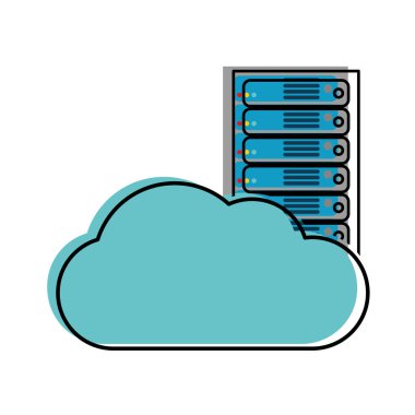 Veri Merkezi barındırma web ve Tema izole tasarım vektör çizim temel