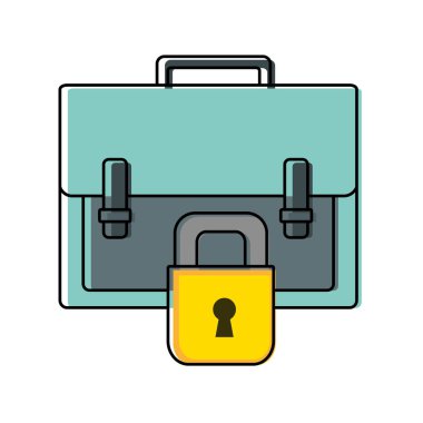 renk iş evrak çantası nesnesiyle asma kilit güvenlik